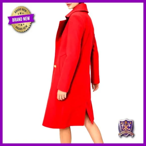 Double-Breasted Peacoat Classic Wool Overcoat Notch Lapel Slim Fit Elegant - Picture 3 of 7